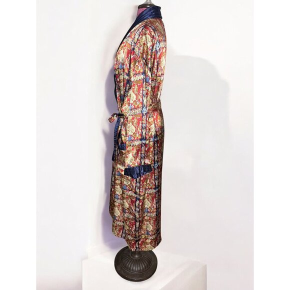 Vintage Victoria's Secret Gold Label Long Belted Floral Satin Robe - Picture 9 of 13